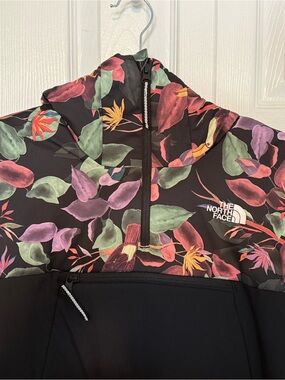 The North Face Black Pullover Jacket with Floral Yoke; perfect worn 1x